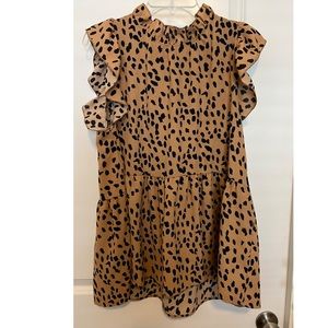 Animal Print Peplum Style Sleeveless Top